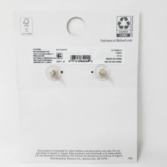 Time And Tru Butterfly Stud Earrings Gold-Tone & Pink Hypo-Allergenic - Picture 5 of 6